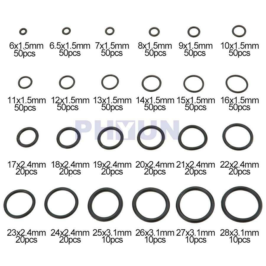 800x Boxed Thickness 1.5mm 2.4mm 3.1mm Rubber Black Car O-Ring Gasket Seal Kit