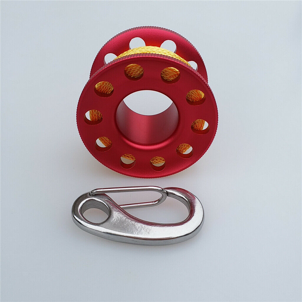 Aluminum Scuba Diving Finger Spool Reel+10m Line+Snap Quick Link Red
