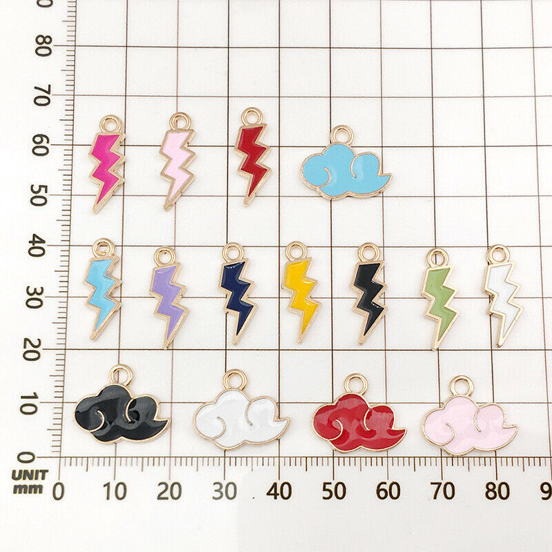 90Pcs Enamel Lightning Cloud Charms Pendant DIY Earring Bracelet Necklace Making