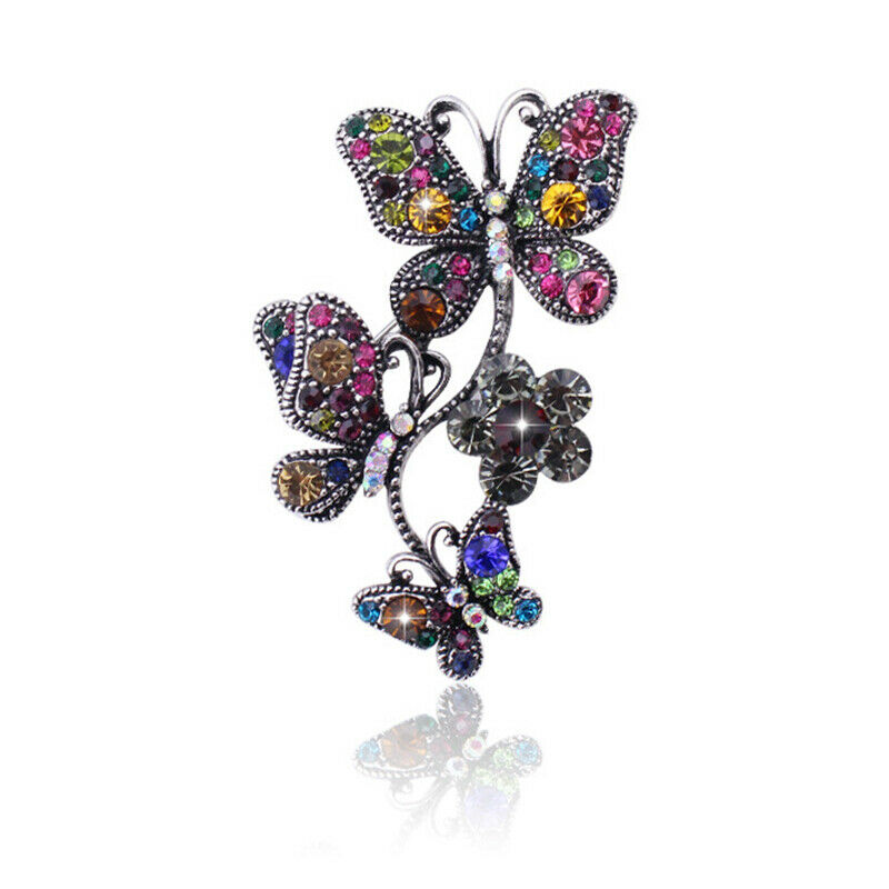 Fashion Colorful Crystal Butterfly Brooch Pins Collar Lapel Badge Retro J.l8