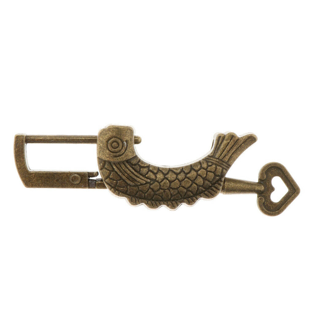 Carved Padlocks with Keys Lock Key for Jewelry Box Mini Gifts New Fish Shape