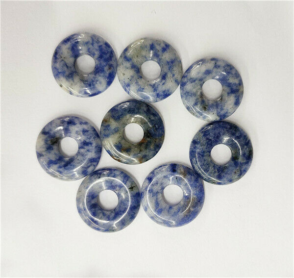 8Pcs 18mm Natural Blue Sodalite Donuts Pendant Bead DIY Jewelry Necklace HH237
