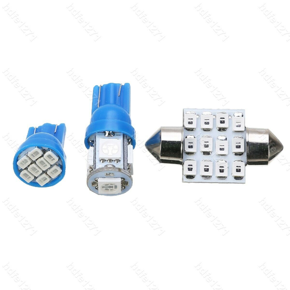 11 Pcs Blue LED Light Interior Package T10 31mm Map Dome License Lights