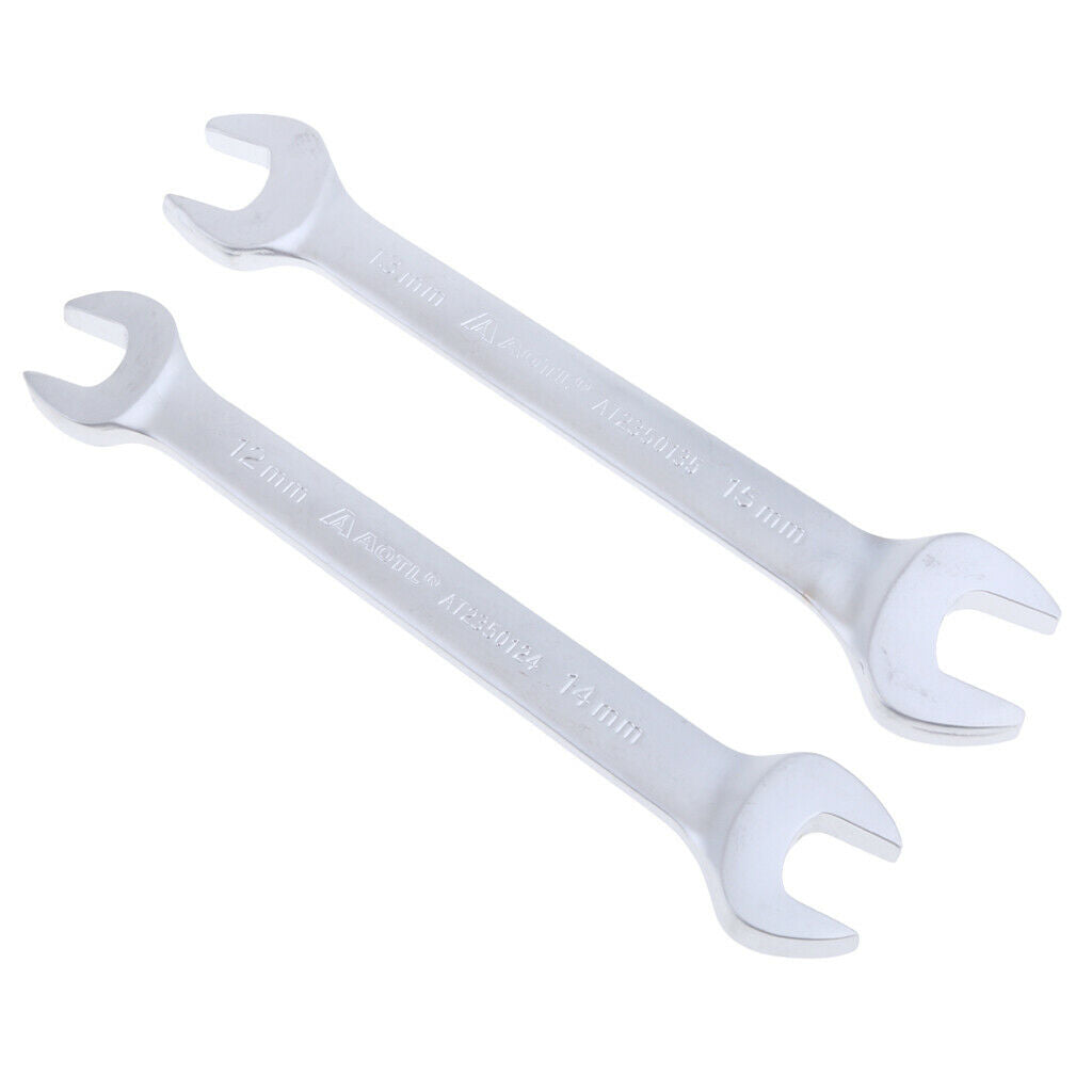 2 Pieces Double Head Open End Wrench Metric 12mm x 14mm and 13mm x 15mm