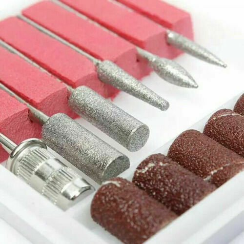 Pro Nail Art 6+6 Drill File Bits Tools Set For Acrylic Manicure Electric-Machine