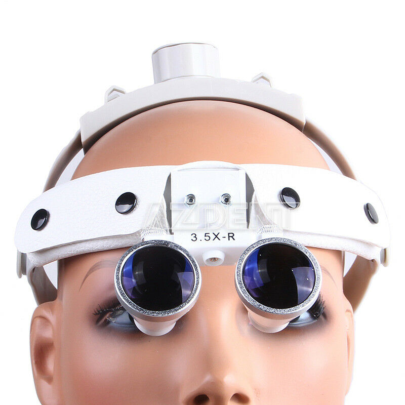 3.5X Loupes Dental Medical Surgical Binocular Headband Glass Magnifier White