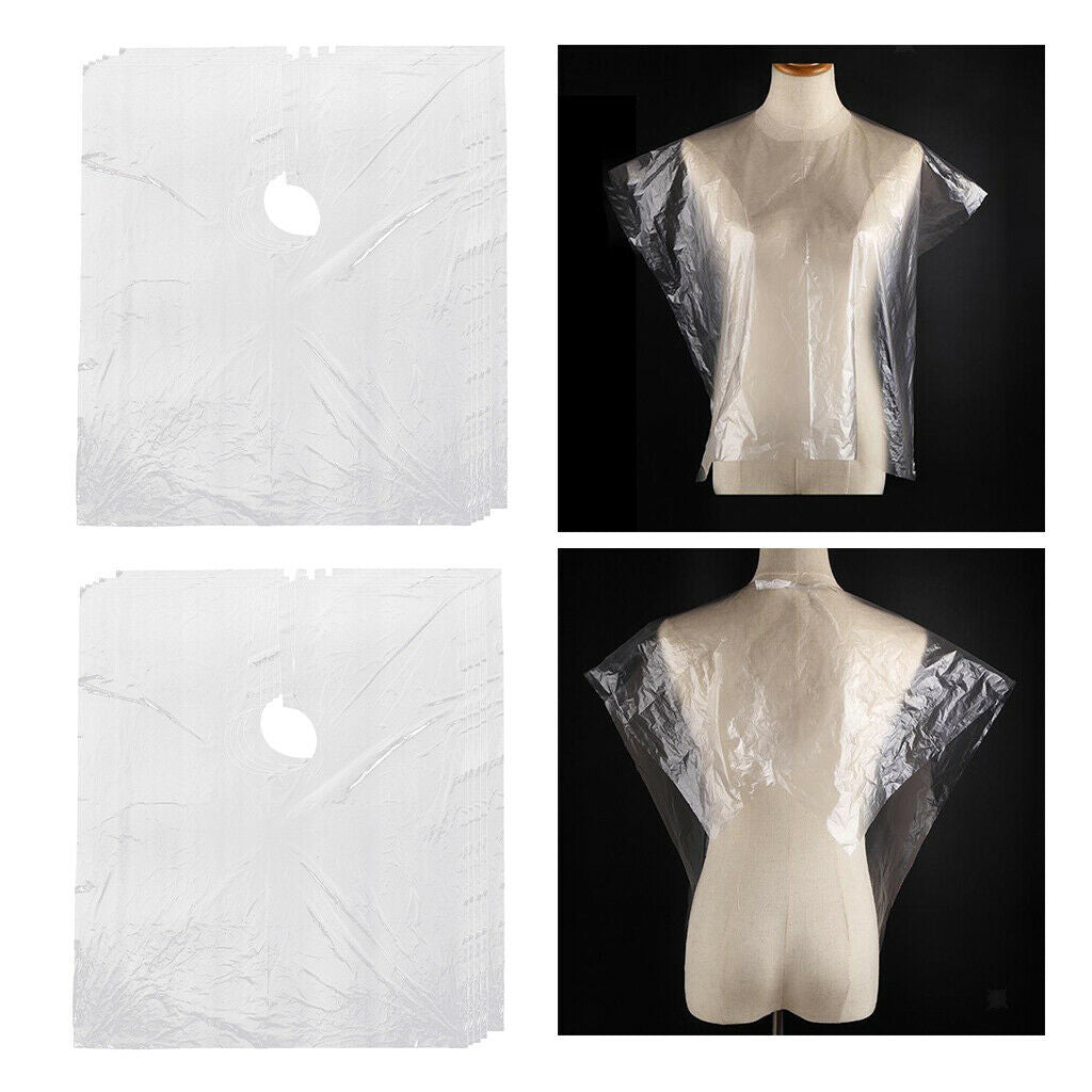 300PC Disposable Hair Cutting Cape Clear Hair Salon Gown Hairdresser Capes