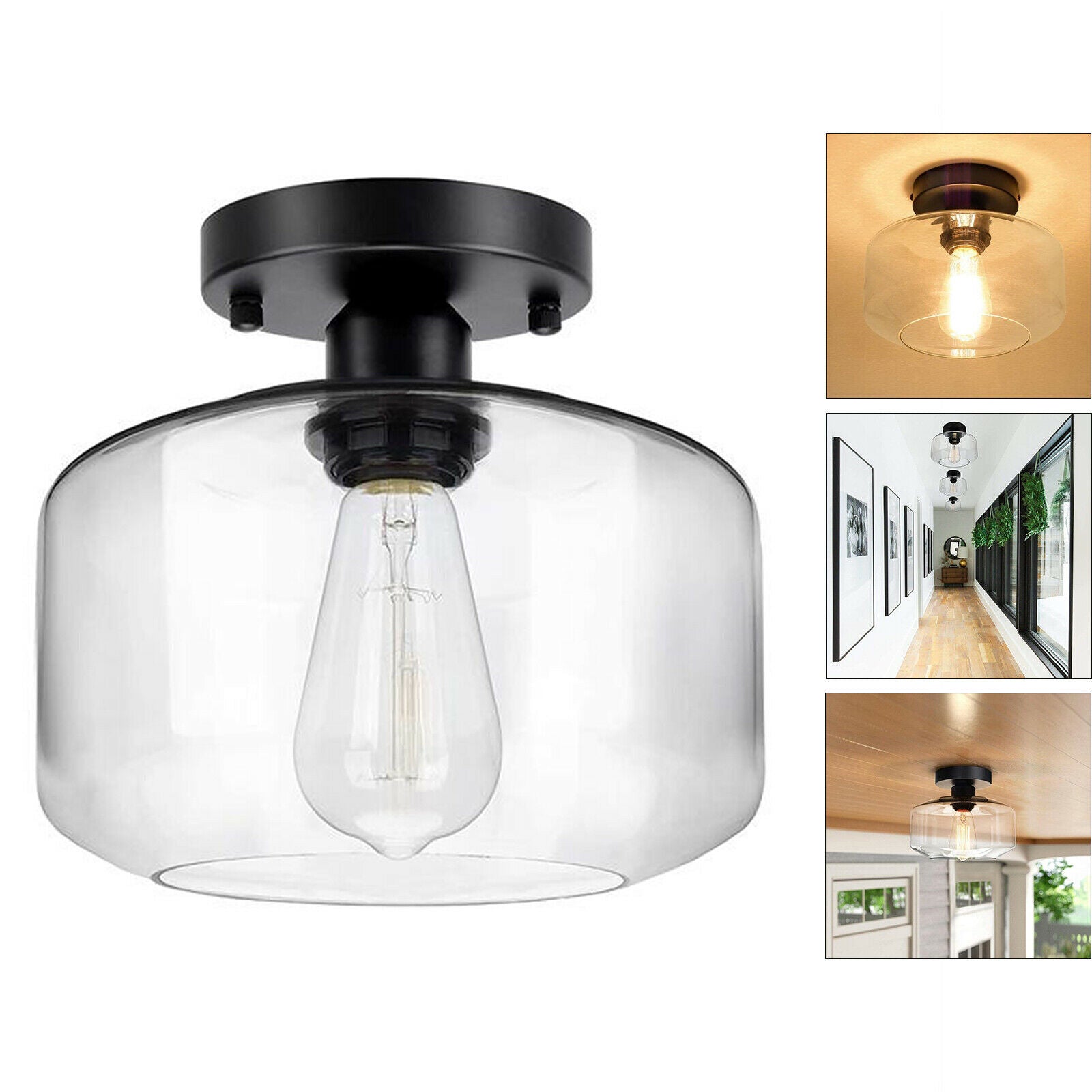 Ceiling Light Glass Lamp Shade Farmhouse Porch Kitchen Bedroom Bar Hanging