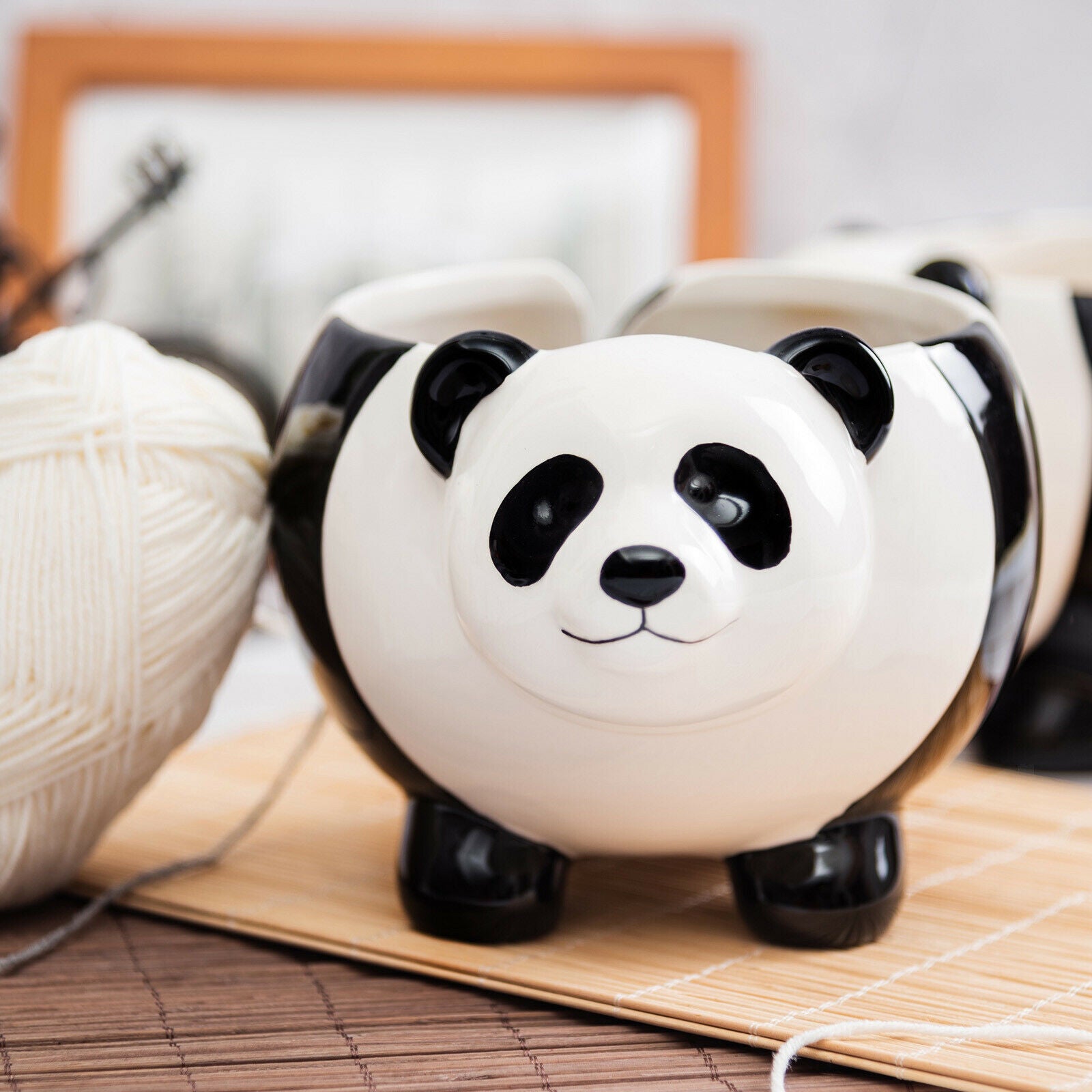 Yarn Bowl Panda Winder Organizer 6.7'' w/ Holes Crocheting Knit Yarns Decor