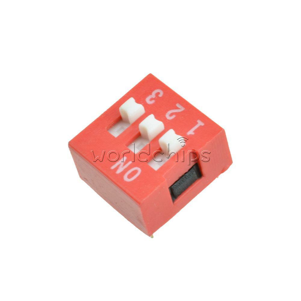 20PCS Red 2.54mm Pitch 3 PositionWay 3-Bit Slide Type DIP Switch Module