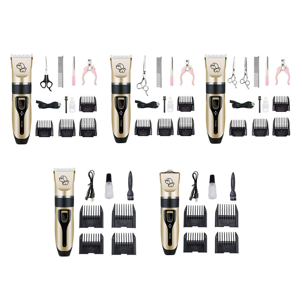 2 Set Low Noise Dog Shaver Clippers USB Dog Hair Trimmer 5-gear Blades