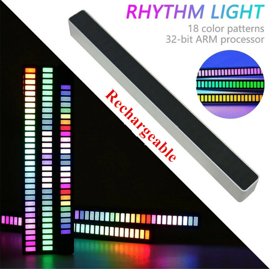 32 LED 18 Colors Car Sound Control RGB Music Rhythm Ambient Light Rechargeable