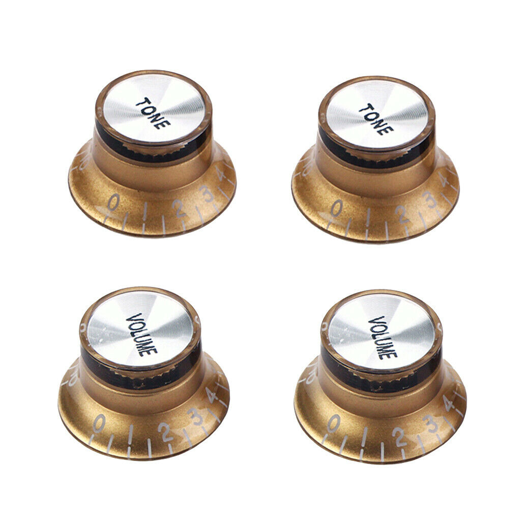4 Pcs of Set Volume Tone Control Knobs for   Guitar Lovers Golden