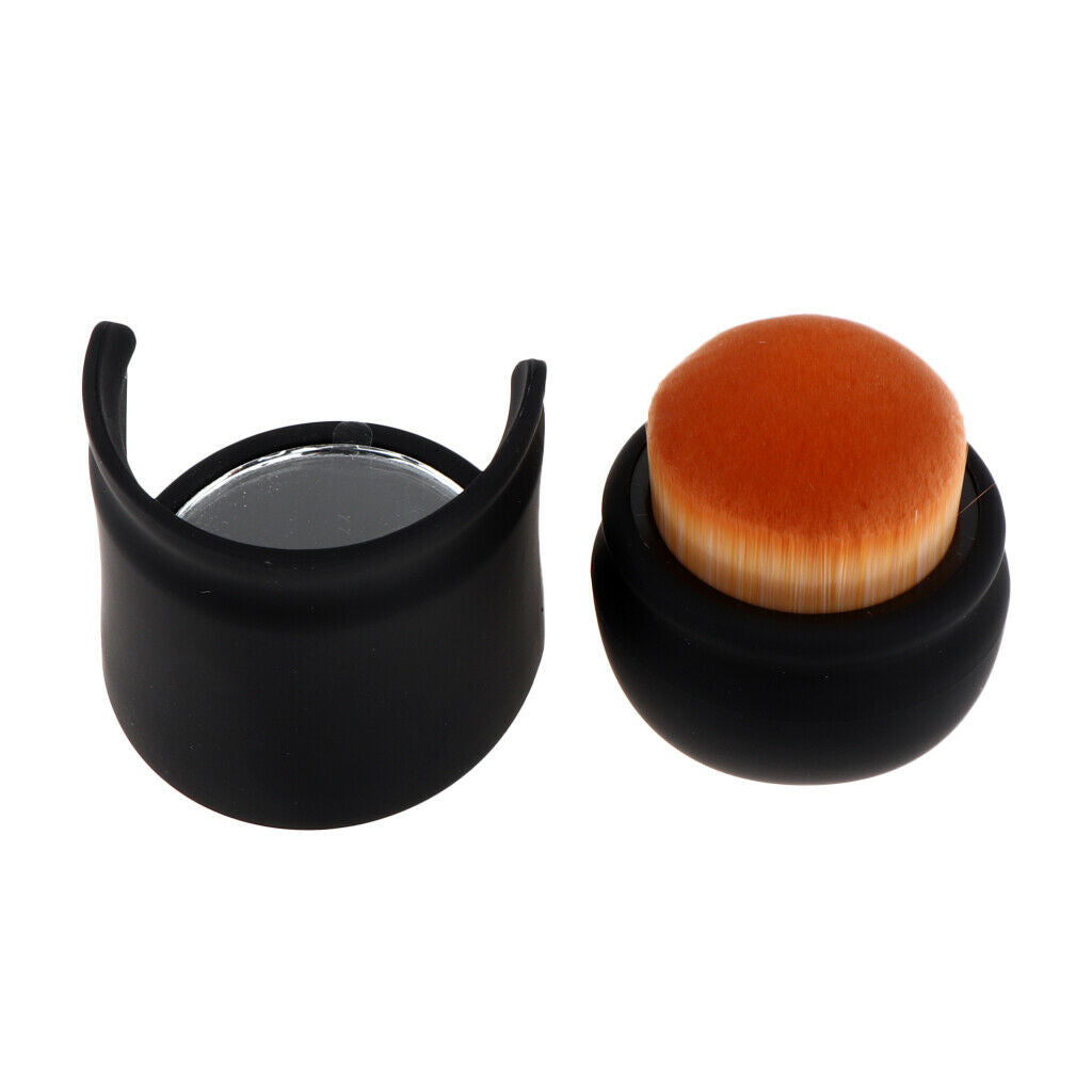 Foundation Makeup Brush Powder Eyeshadow Blush Brush with Base Mirror Black