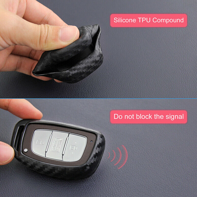 Scratch Proof CARBON FIBER KEY CASE CAP COVER FOR Hyundai Tucson Elantra Sonata
