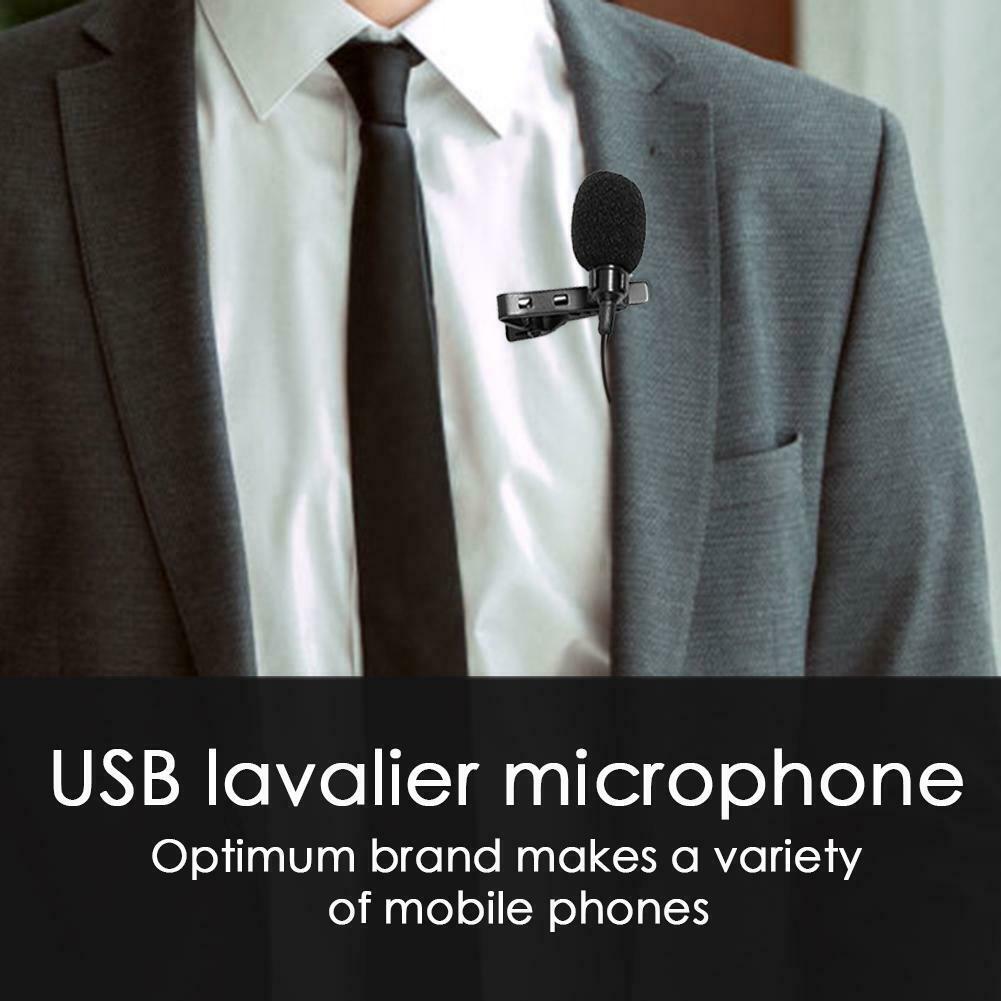 Pro USB Lavalier Microphone Clip on Collar Condenser Lapel Mic for Meeting PC