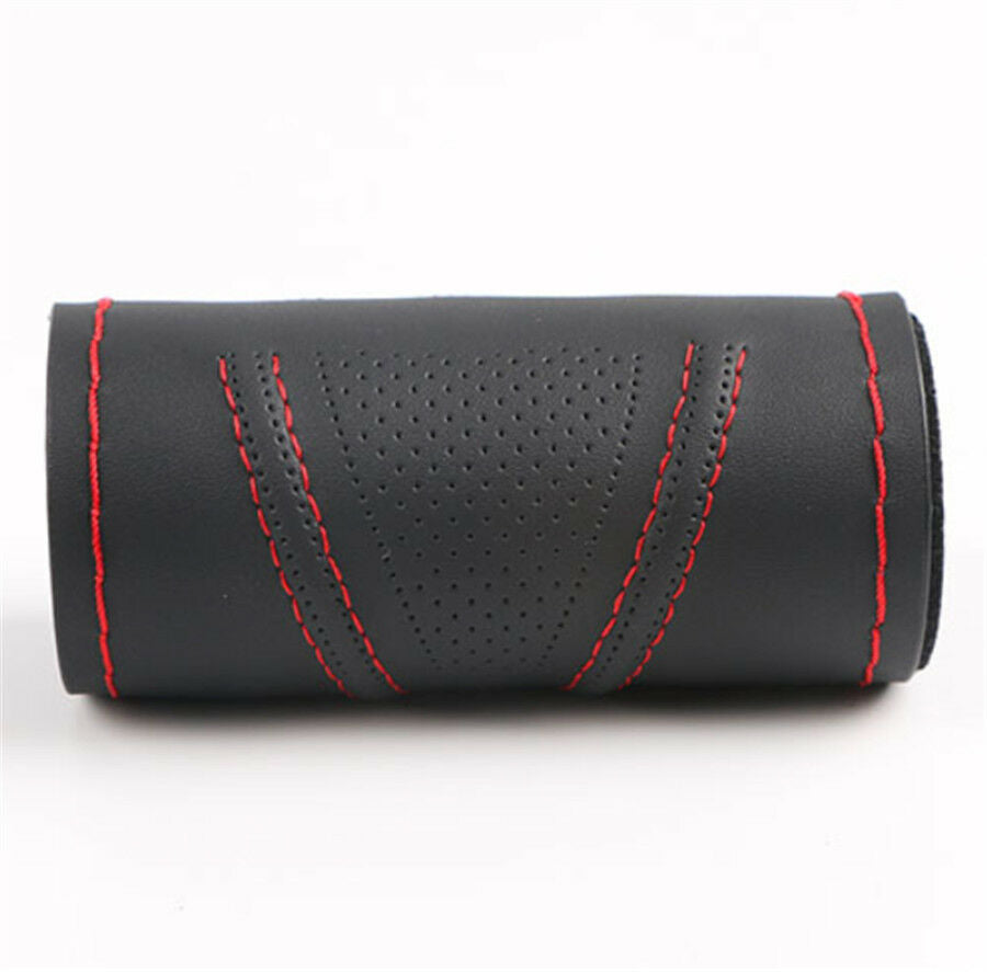 Black+Orange Line Fiber Leather Anti-Slip Car Steering Wheel Cover Protect Case