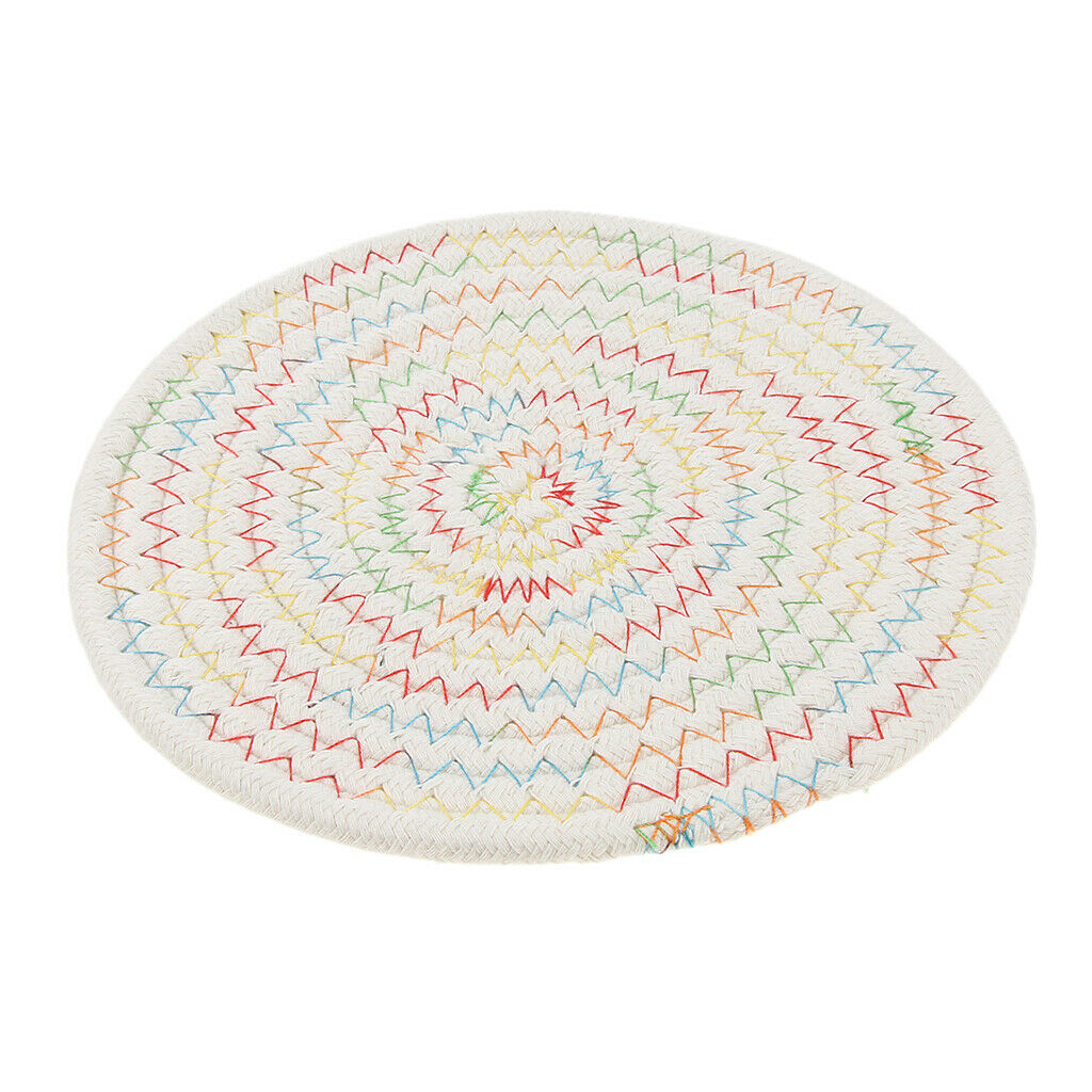 Round Cotton Braided Table Placemat Mat Coaster for Cup Saucer Bowl Teapot