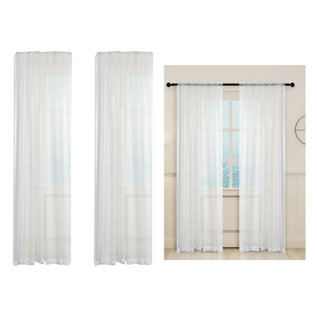 2pcs Elegant Gauze Sheers Rod Pocket Window Curtain Drape Panel 39x79inch