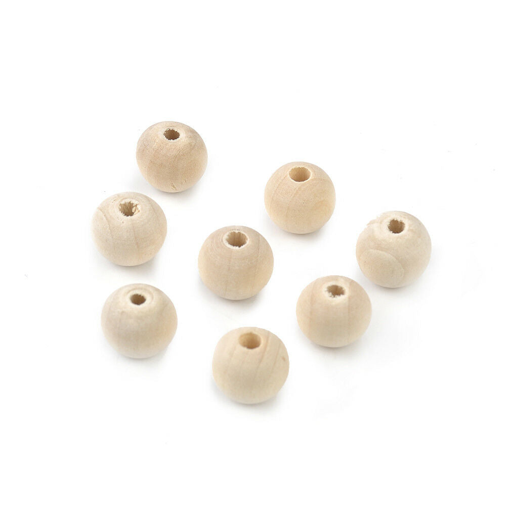 50pcs Unpainted Natural Unfinished Wood Beads Round Spacer Wooden Bead 14mm