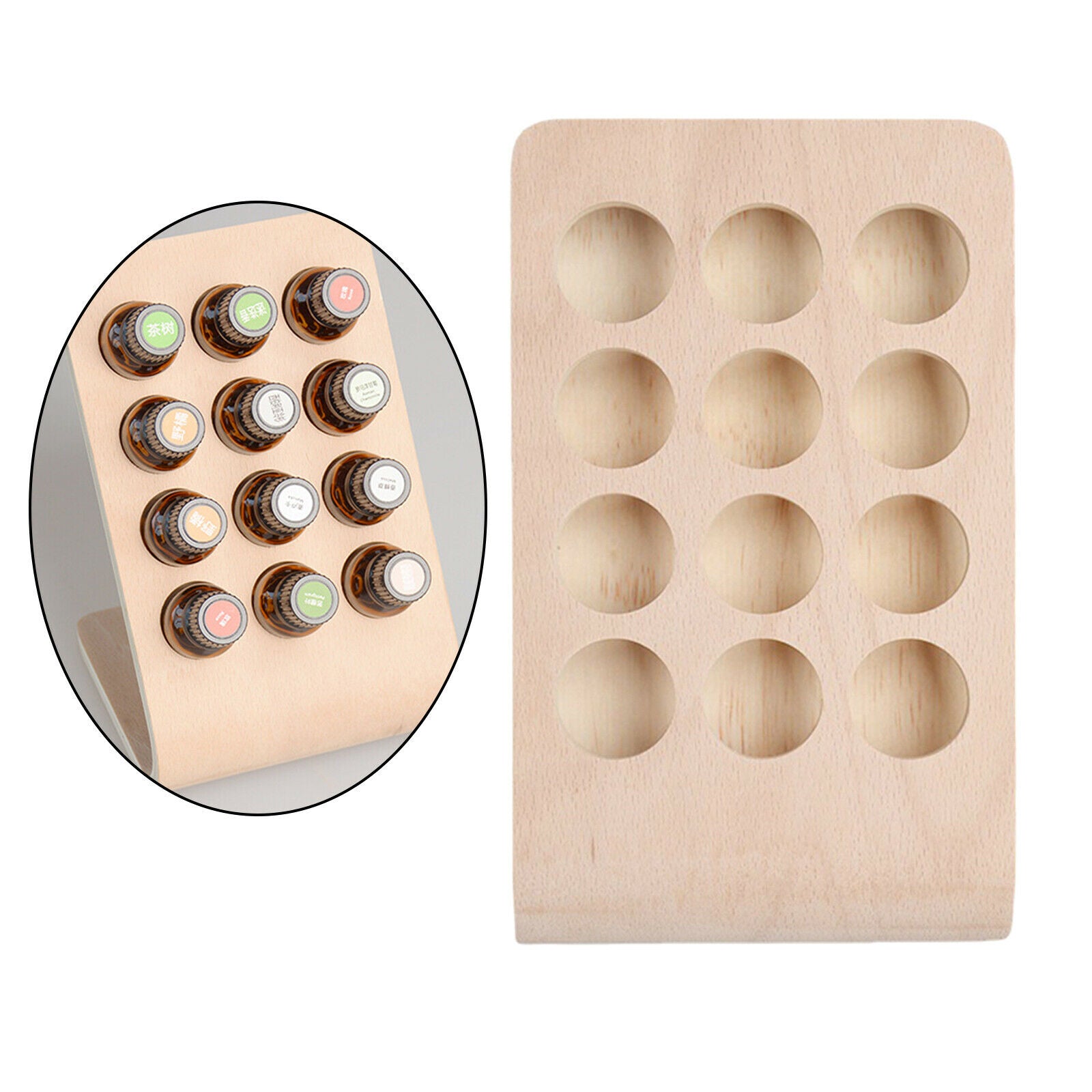 12 Holes 15ML Wooden Essential Oil Display Stand Holder Storage Organizer