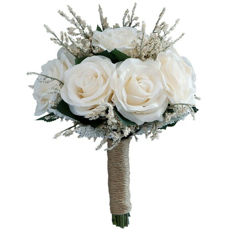 Bridal Bouquets for Wedding, Artificial Rose Flower Bouquet Bride BridesmaidQ5C9
