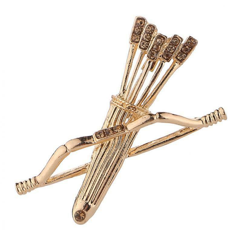 2Pack Bow and Arrow Brooches Crystal Clothes Lapel Pin Badge Collar Clips