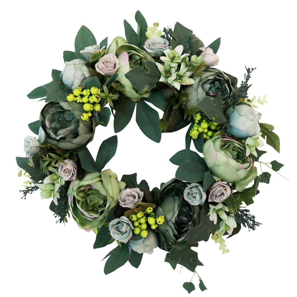 Artificial Peony Flower Door Wreath Rattan Garland Wedding Venue Decor 6