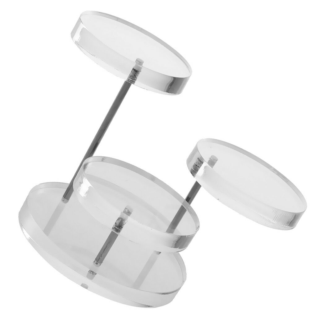 2pcs Black Clear Acrylic 3-Tier Round Jewelry Display Stand Holder Racks