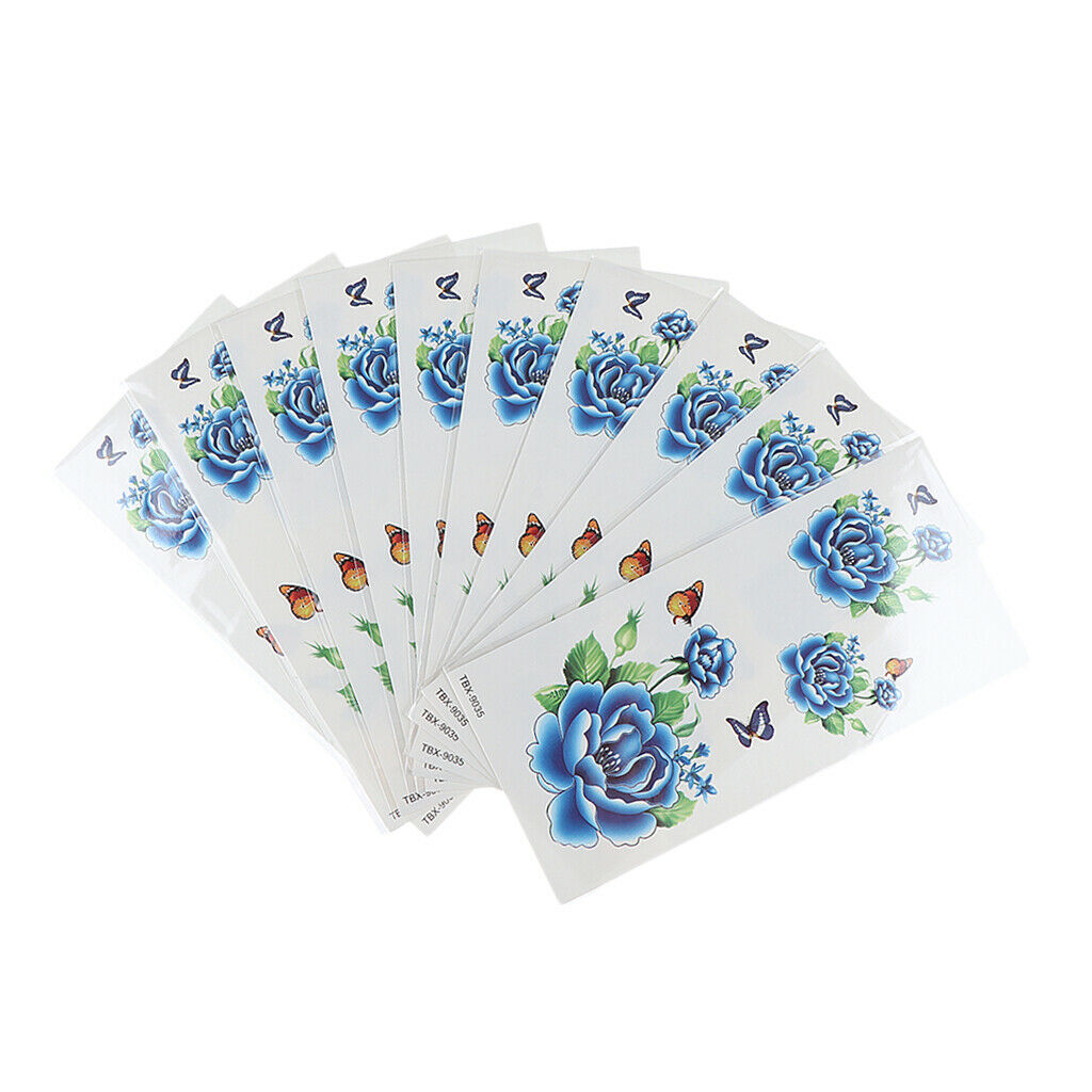Pack of 10 Sheets Party Waterproof Flower Temporary Tattoo Stickers TBX-035
