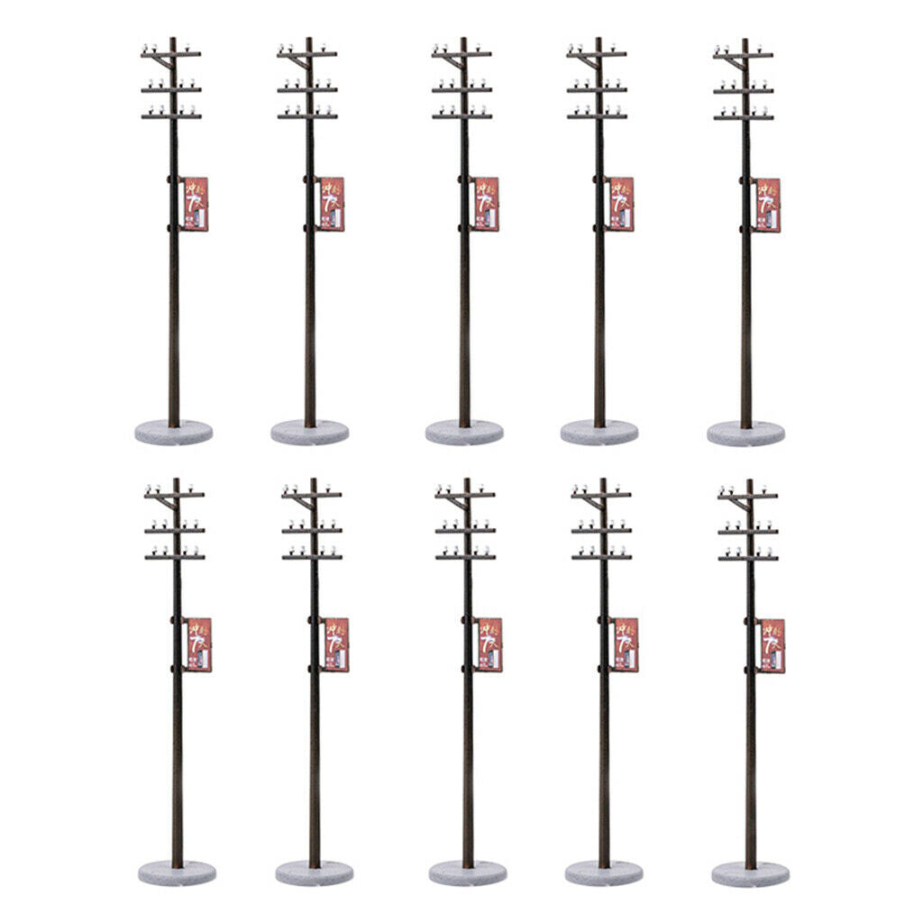 10PCS Electric Line Pole for 1/42 Train Railways Landscape LAYOUT O Scale #2