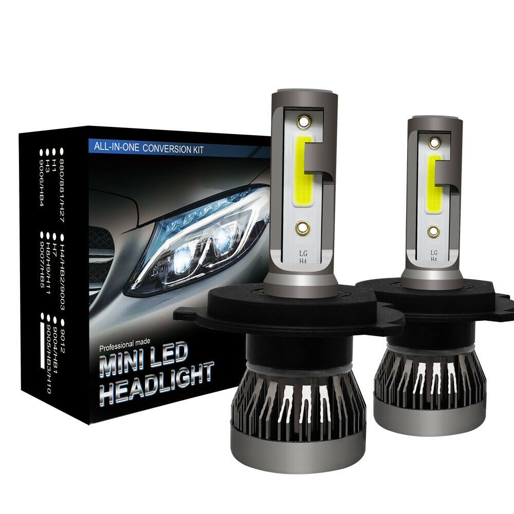 H4 HB2 9003 Mini Led Headlight 6000K White Bulbs Kit Super Bright COB Chip IP68