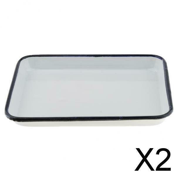 2X Laboratory  Instrument Disinfection Sterilization Tray Enamel 20x30cm