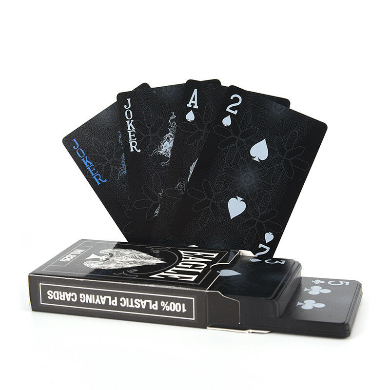 54pcs Waterproof Black Plastic Playing Cards Poker Cards Magic Playing Cards Rf