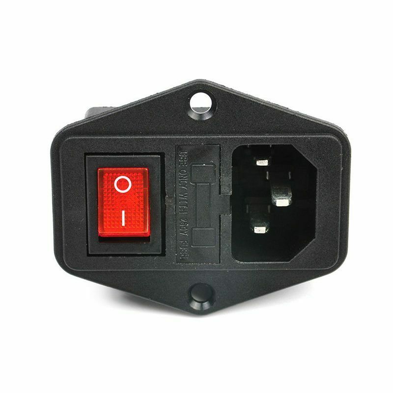 New 3 Pin Iec320 C14 Ac Inlet Male Plug Power Socket With Fuse Switch 10A 250VC7