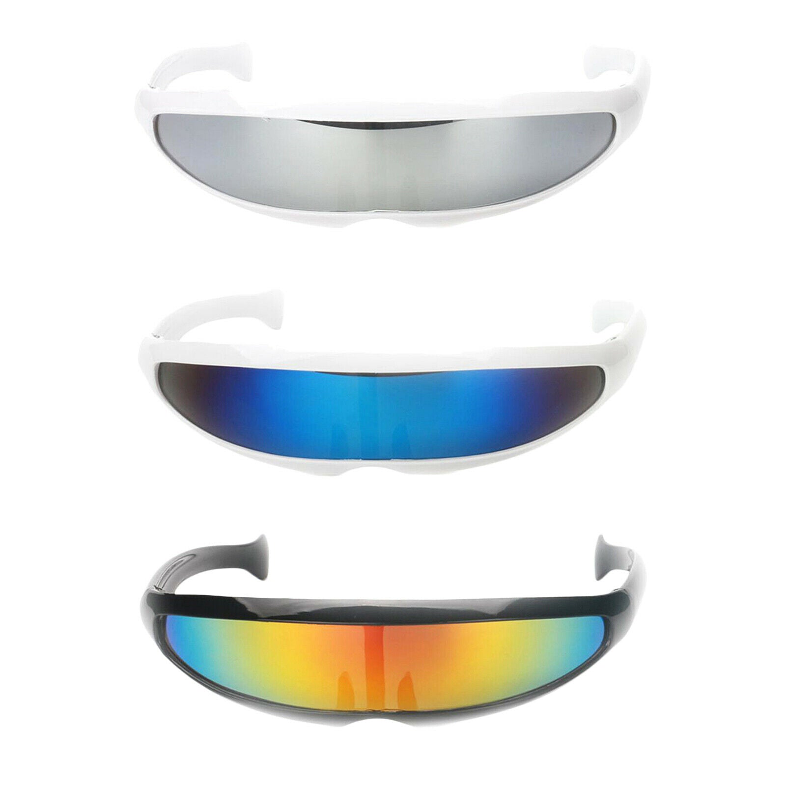 6pcs Futuristic Visor With Narrow Lens Eyeglass Sunglasses White