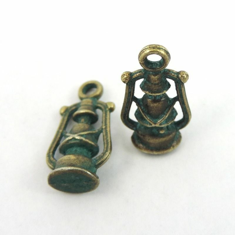20 pcs Retro Patina Oil Lamp Alloy Charm Pendant Drop Dangle Findings 20*10*6mm