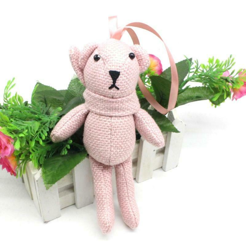 Soft Plush Linen Bear Keyring with Soft PP Cotton Mini Bear Key Chain