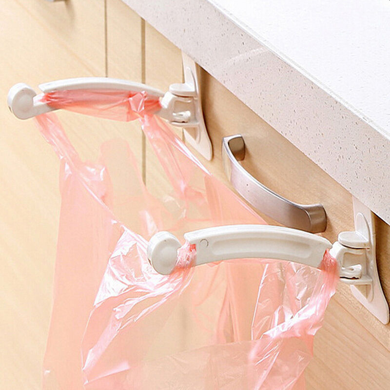 2pcs Kitchen Cabinet bags hooks Trash Garbage Bag Hanger Cupboard Door Ra.l8
