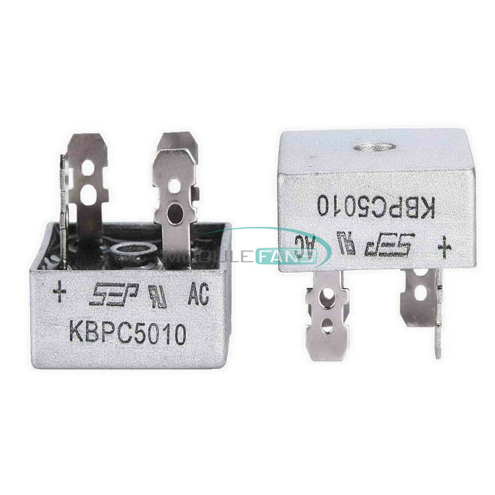 2PCS 250A 1000V Metal Case Single Phases Diode KBPC5010 Bridge Rectifier Module