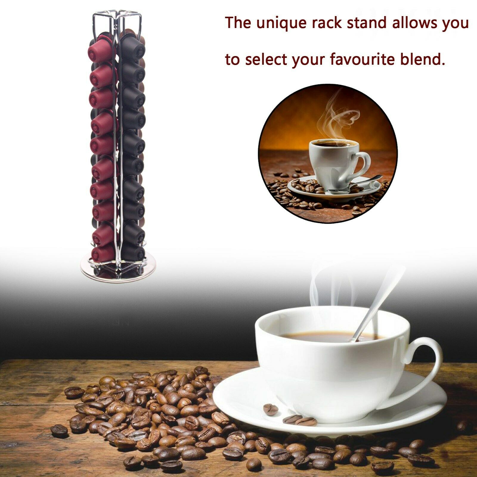 40 Pod Capsule Storage Rotating Coffee Capsule Holder fit for Nespresso CA