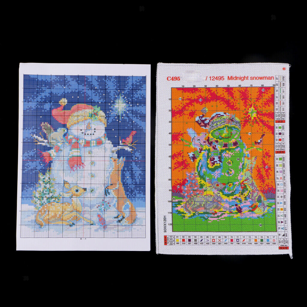 Christmas Snowman Stamped Cross Stitch Kit Patterns Embroidery Kit 21 x 30cm