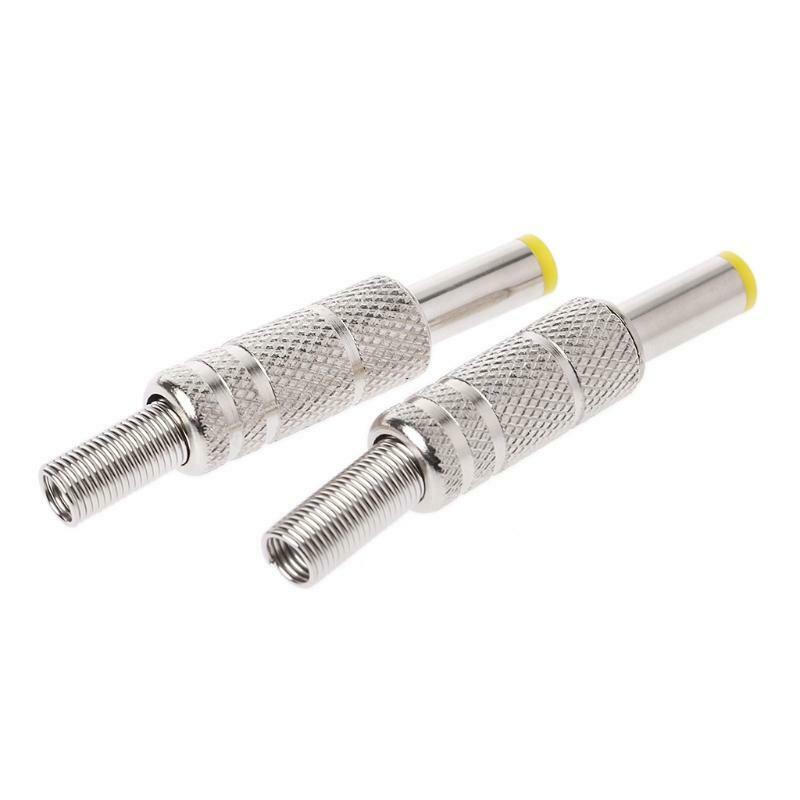 5 Pcs Metal 5.5x2.1mm DC Power Male Plug Jack Adapter Connector with Yellow Head