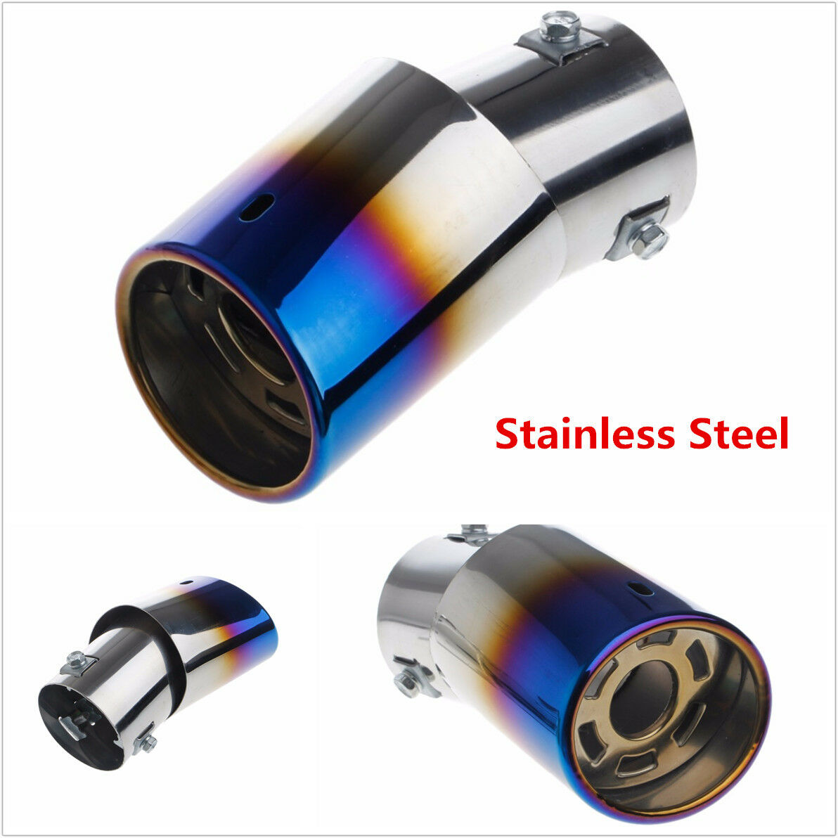 1xUniversal Bent Colorful Stainless Steel Auto Car Exhaust Pipe Tail Muffler Tip