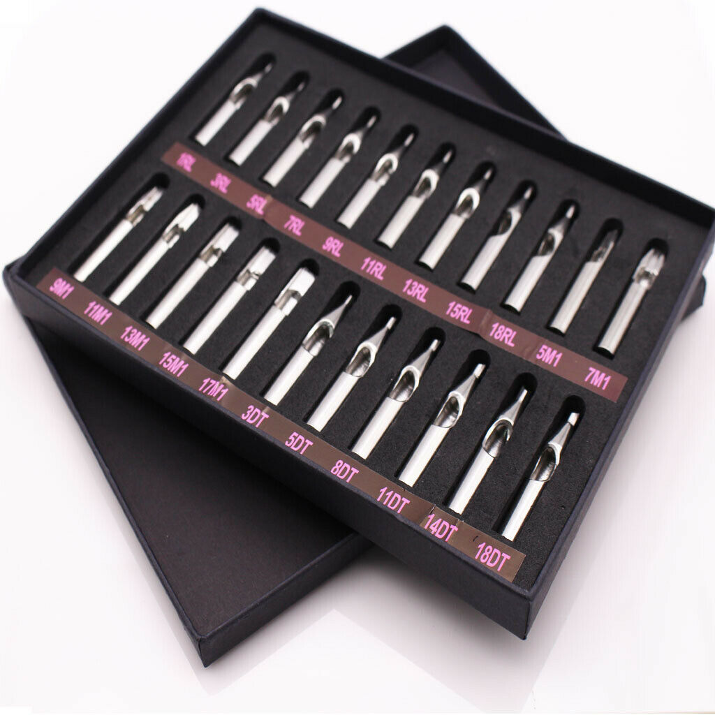 22x Tattoo Tips  Machine Nozzle Set Easily Sterilized 304 Stainless Steel