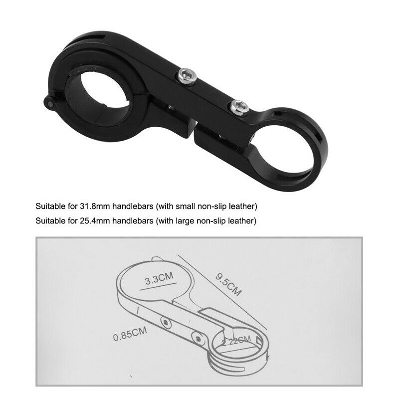 Bicycle Bike Handlebar Extender Lightweight Durable Aluminum Alloy Double Black