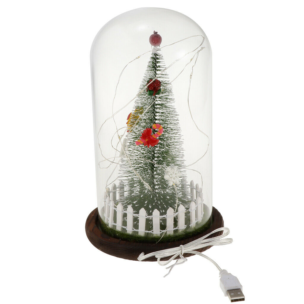 LED USB Christmas Home Night Light Xmas Glass Immortal Preservation Vase