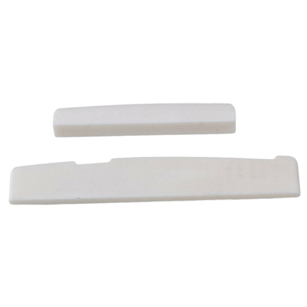1Set of String Bridge Saddle Nut Carved Cattle Bone for Folk Acoustic Guitar