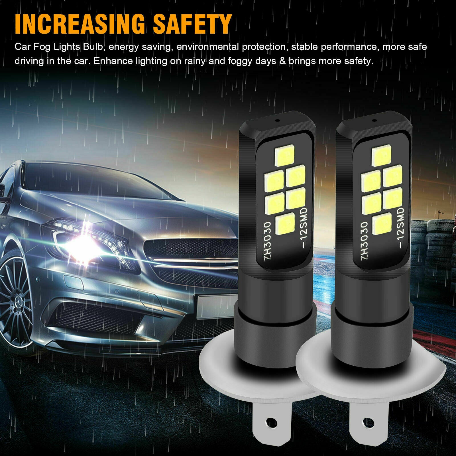 2x H1 Super White 6000K LED Headlight Fog Driving Bulbs Kit High Low Beam Lamps