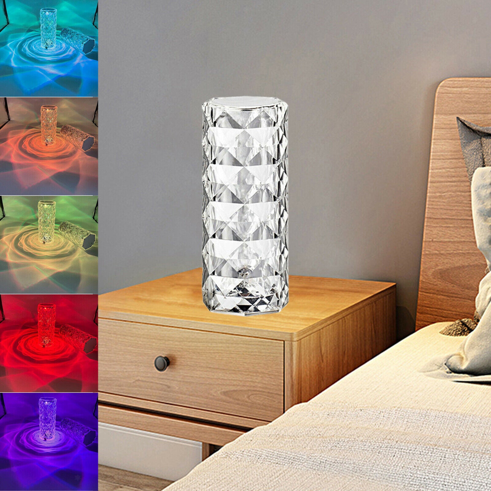 Metal Crystal Table Lamp Decorative Desk Light for Living Room Decorative